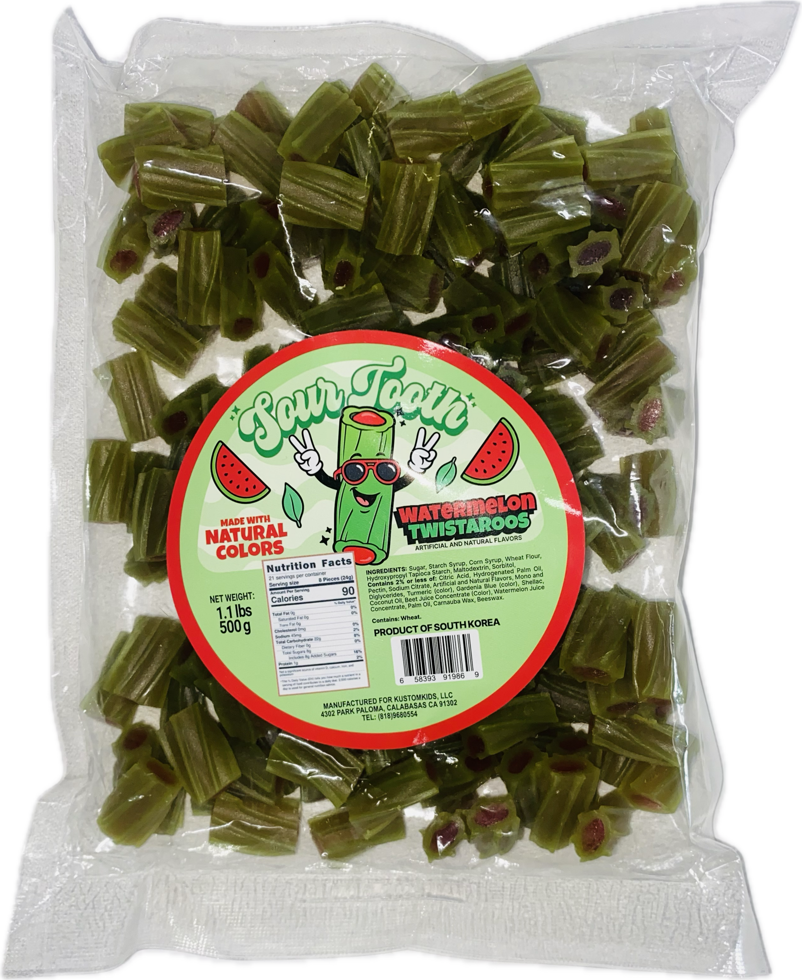 Sour Tooth Blue Watermelon Twisteroos 1.1 Lb