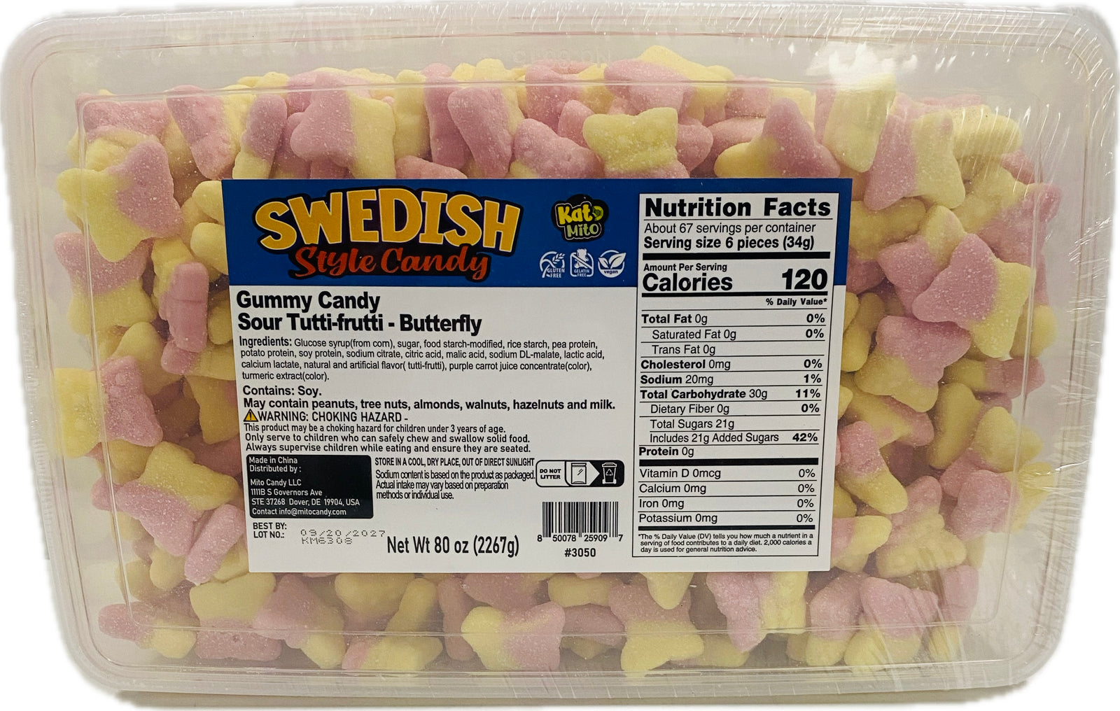 Swedish Style Candy Butterfly Sour Tutti Frutti 5lb
