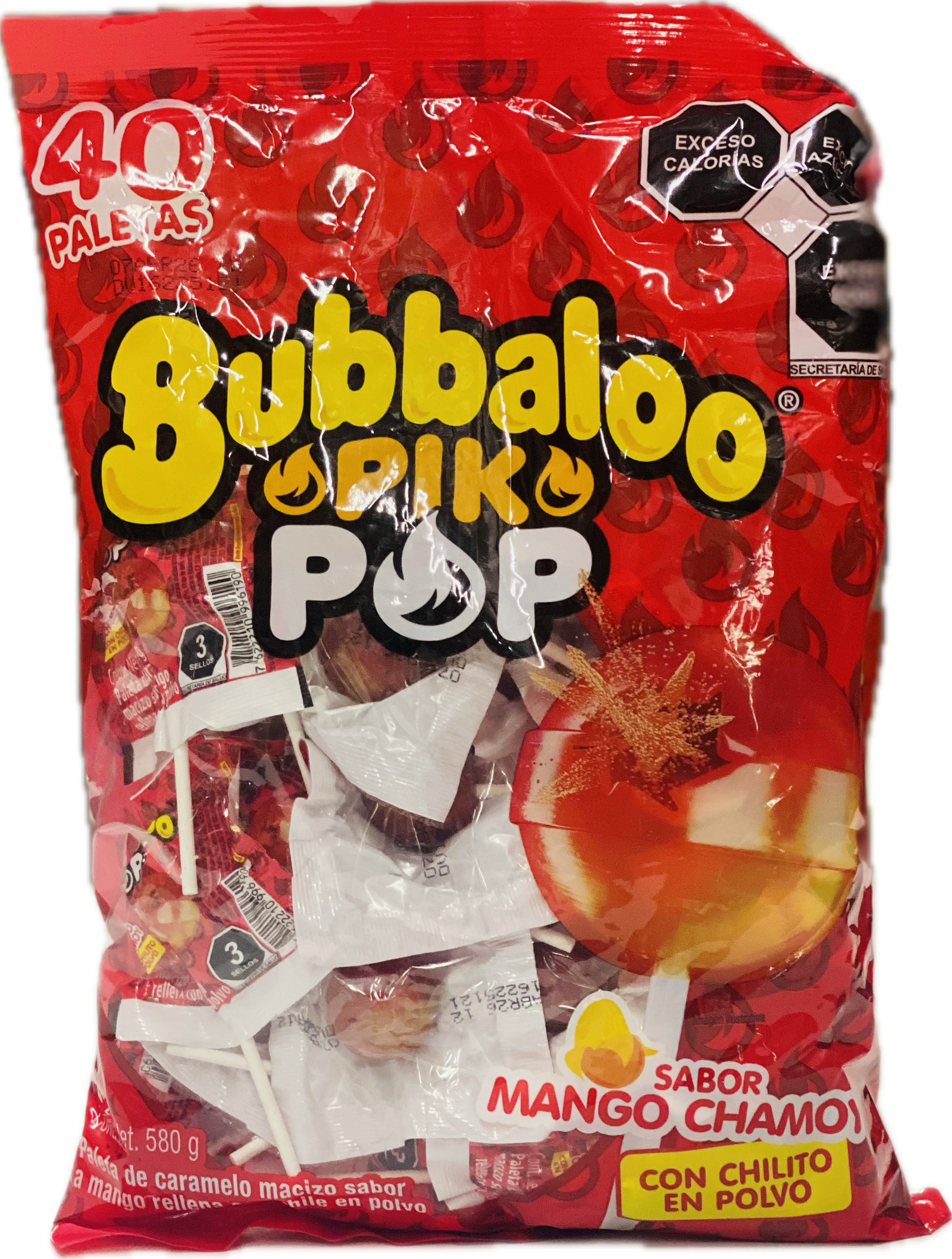 Bubbaloo PIK Pop Mango Chamoy (40ct)