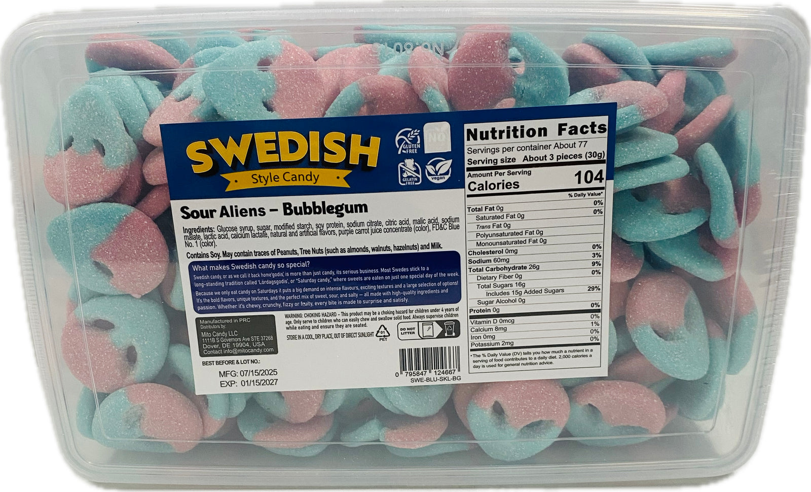 Swedish Style Candy Sour Bubblegum Alien (5lb)
