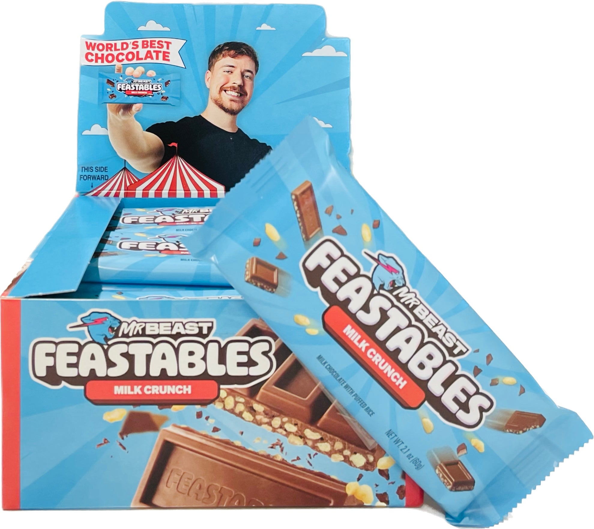 Mr Beast Feastables Milk Crunch 2.1oz (24 ct) - Wholesale Candy