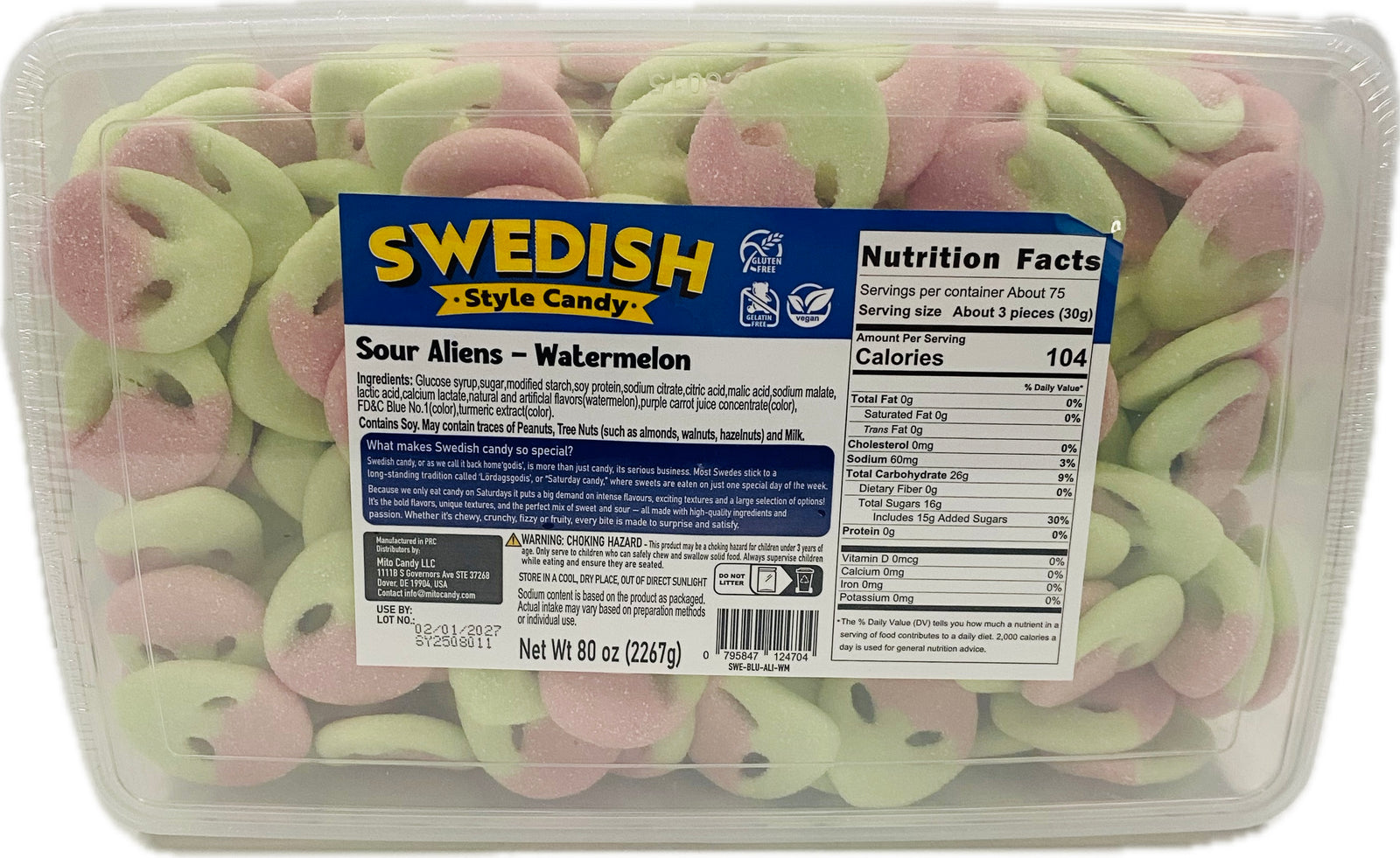 Swedish Style Candy Sour Alien Watermelon 5lb