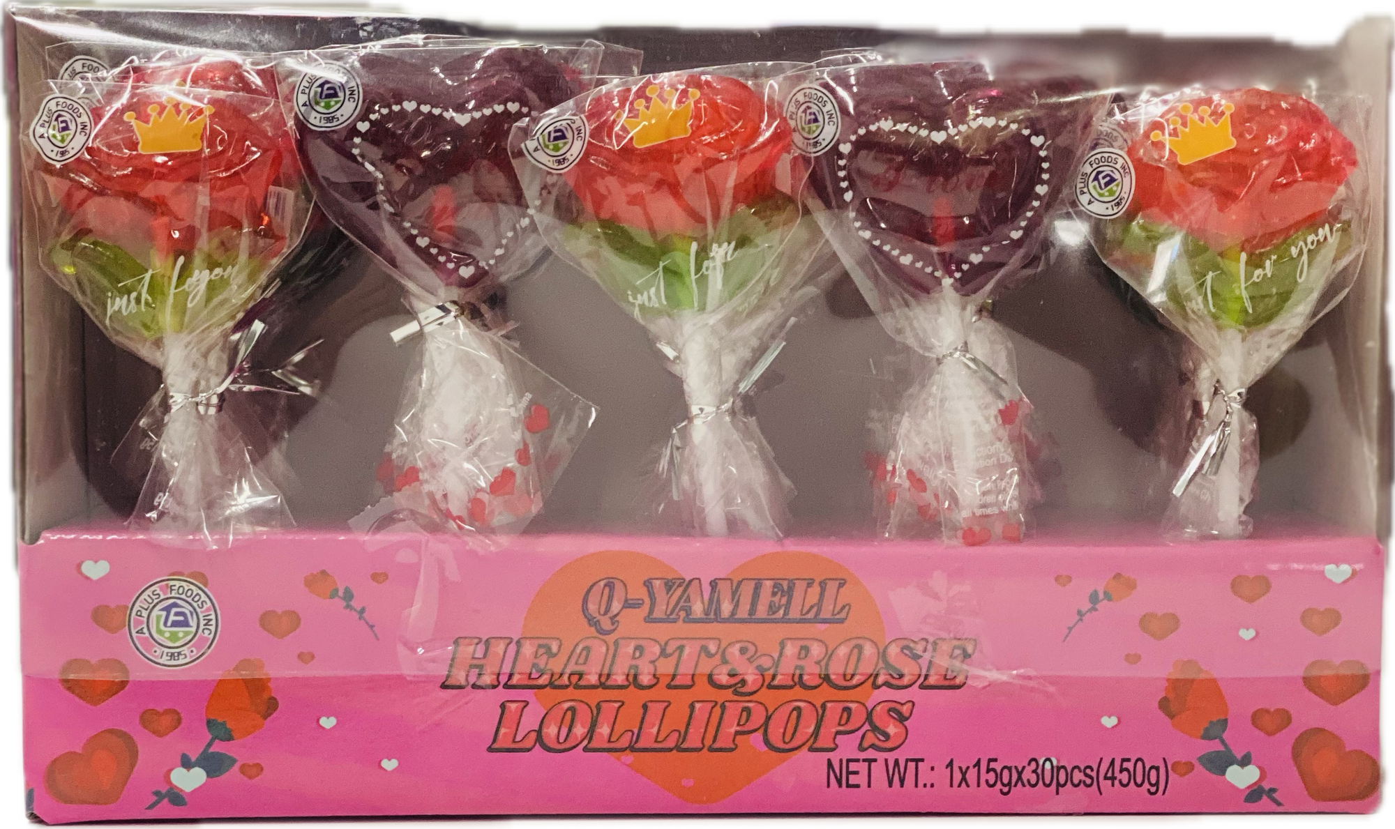 Q Yamell Heart & Rose Lollipops (30 ct)