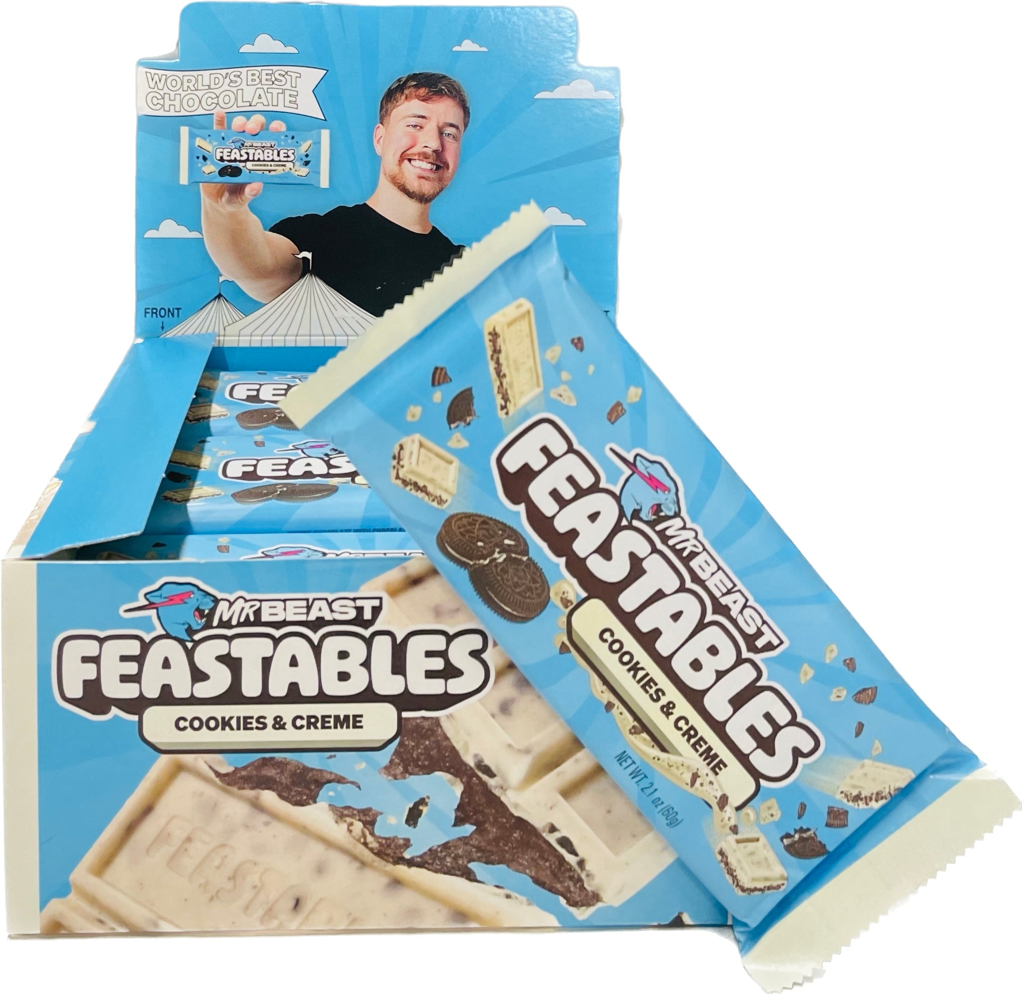 Mr Beast Feastables Cookies & Creme 2.1oz (24 ct) - Wholesale