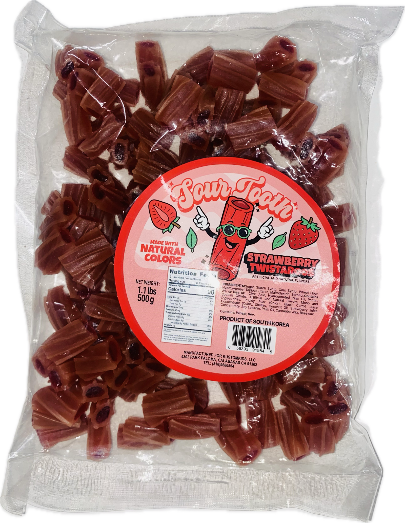 Sour Tooth Strawberry Twisteroos 1.1 Lb