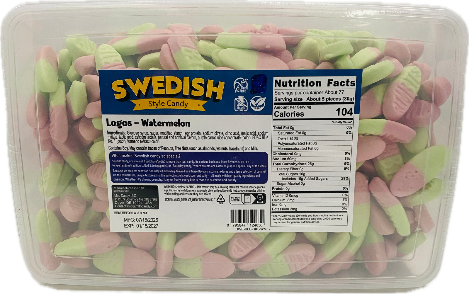 Swedish Style Candy Watermelon Logos (5lb)