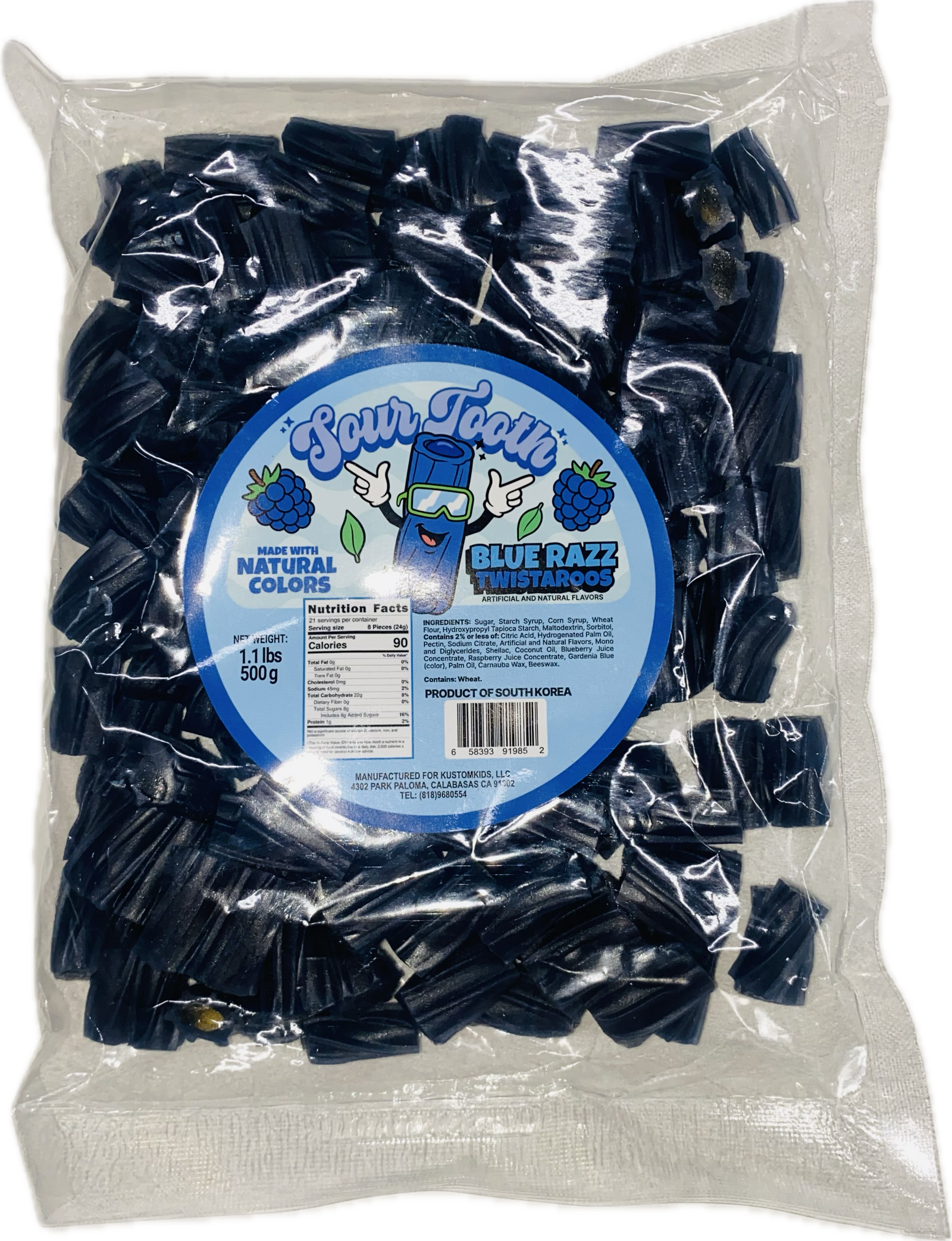 Sour Tooth Blue Razz Twisteroos 1.1 Lb