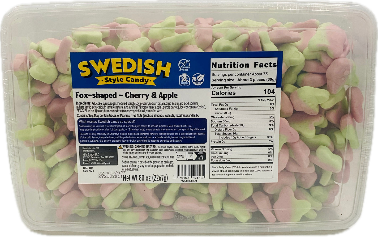 Swedish Style Candy Cherry & Apple Fox (5lb)
