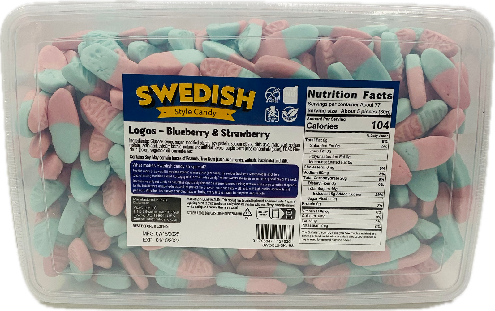 Swedish Style Candy Blueberry & Strawberry Logos (5lb)