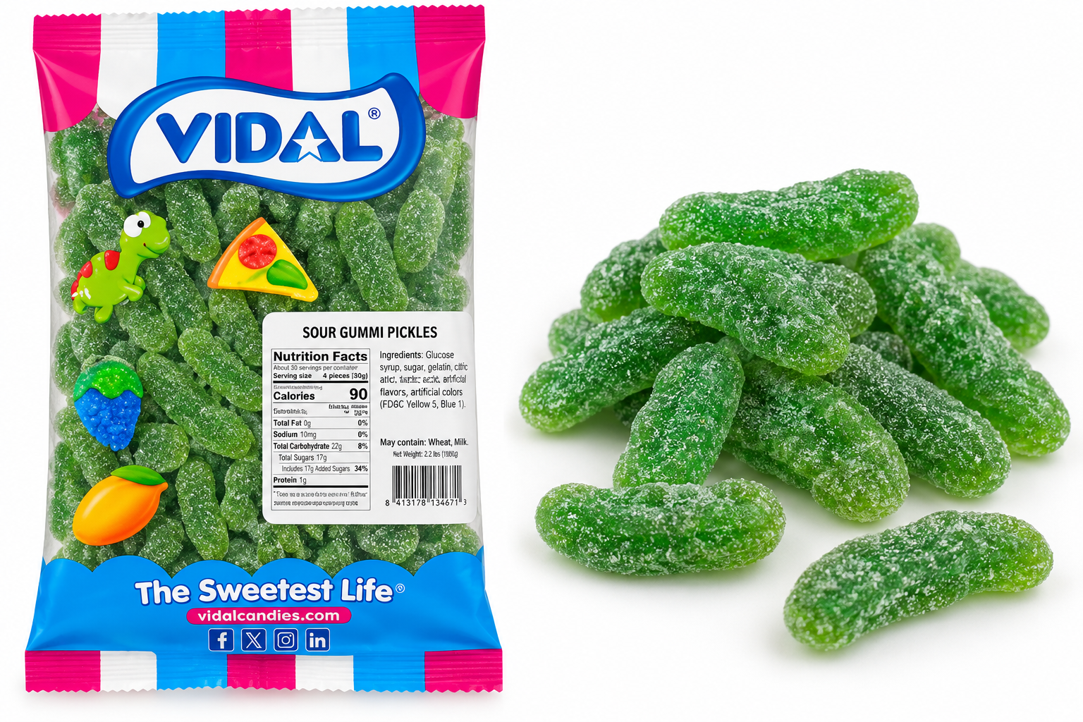 Vidal Gummy Sour Pickles (2.2 lb)