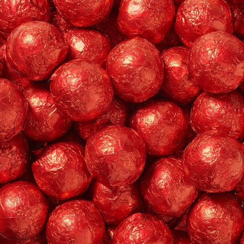 Foiled Milk Chocolate Caramel Balls Red (2 lb)