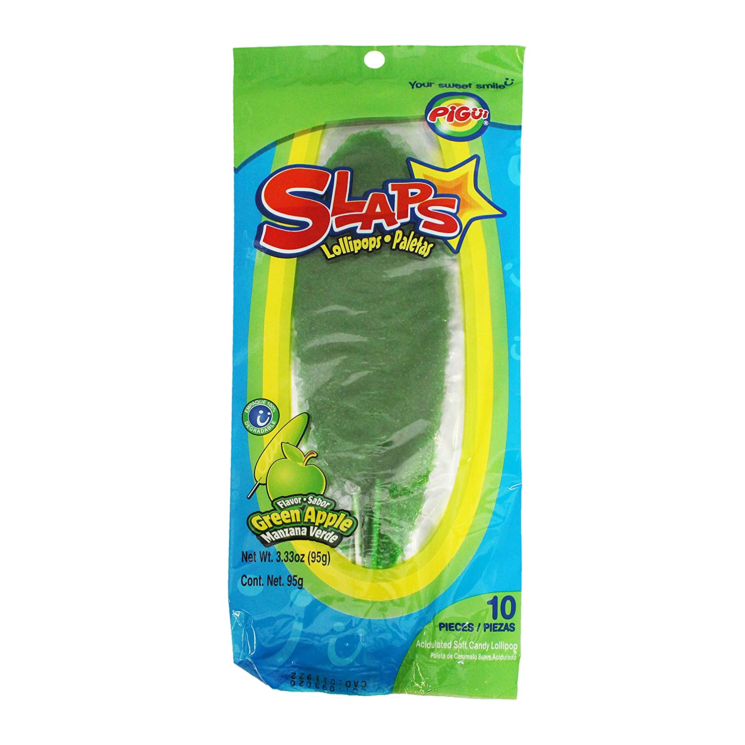Slaps Lollipops (Pigui Cachetada) Green Apple (40 bags)