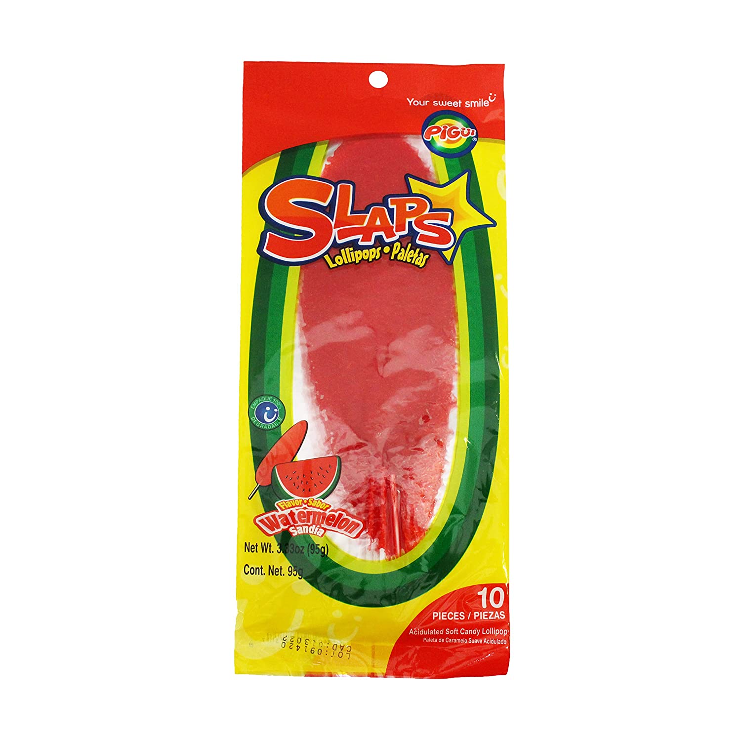 Slaps Lollipops (Pigui Cachetada Sandia) Watermelon (40 bags)